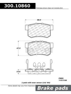 Centric Premium 300.10860 Brake Pad Set Metallic OE Replacement